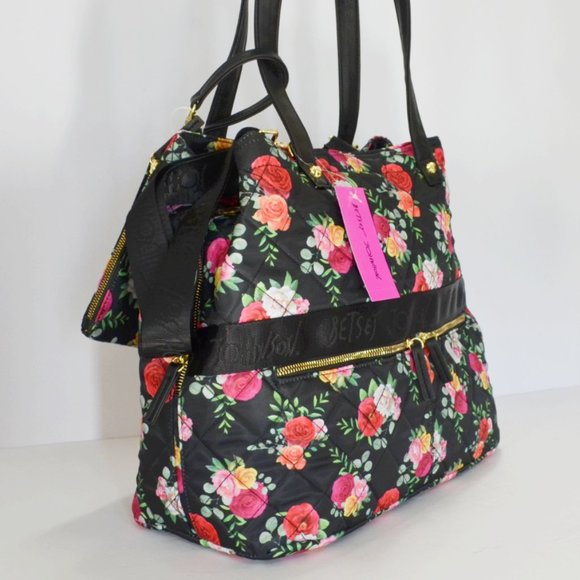 Nwt Betsey Johnson Quilted Tote Bag & Wristlet Set - Picture 2 of 10